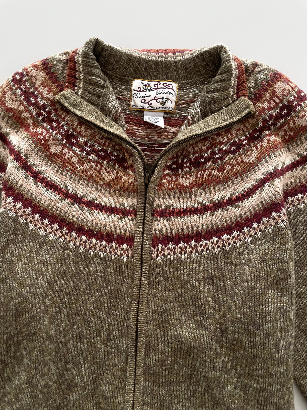 Heirloom Collectibles Zipper Embroidered Sweater-Bust 44