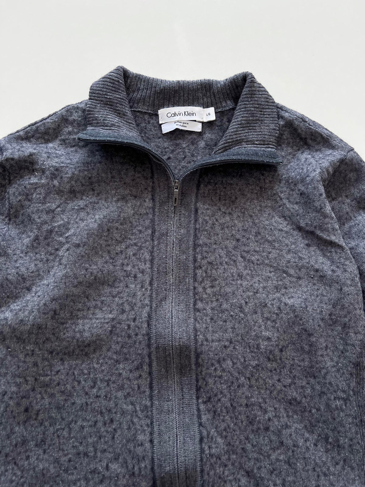 Calvin Klein Italian Yarn 50% Merino Wool Vintage Zipper-Bust 40