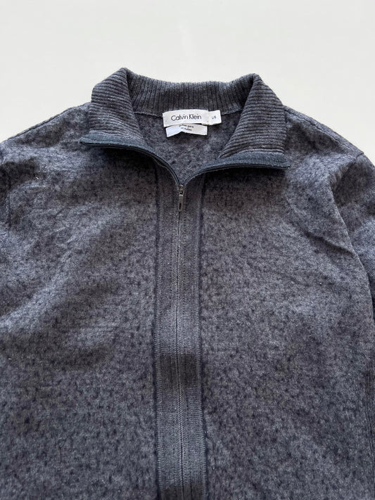 Calvin Klein Italian Yarn 50% Merino Wool Vintage Zipper-Bust 40
