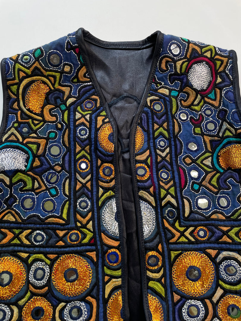 Leatherette Embroidered Top-Bust 32