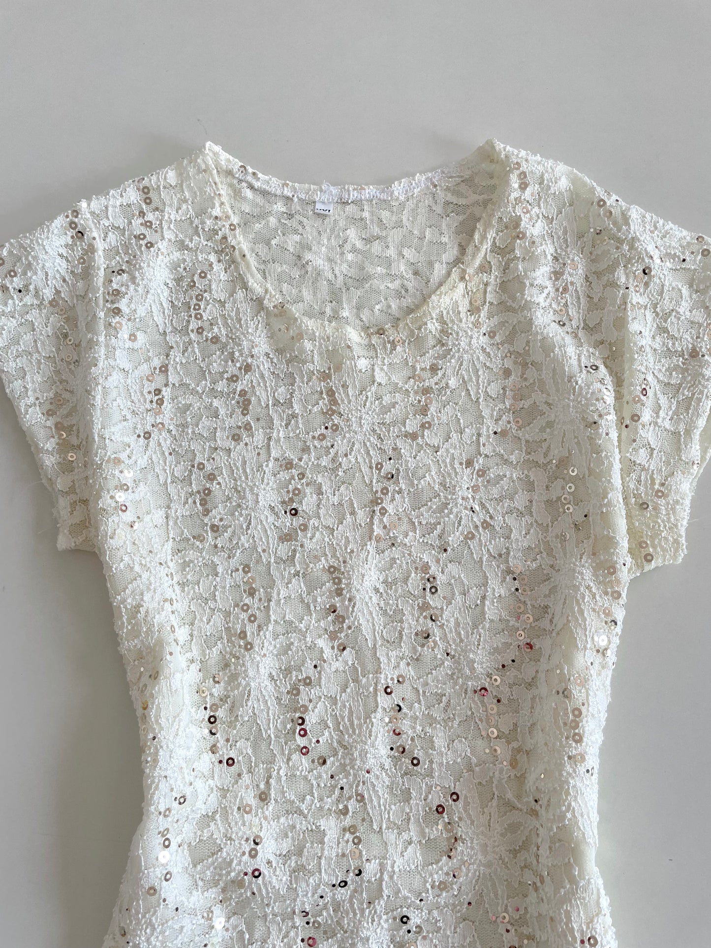 Sequin Sheer Lace Top-Bust 34 to 38