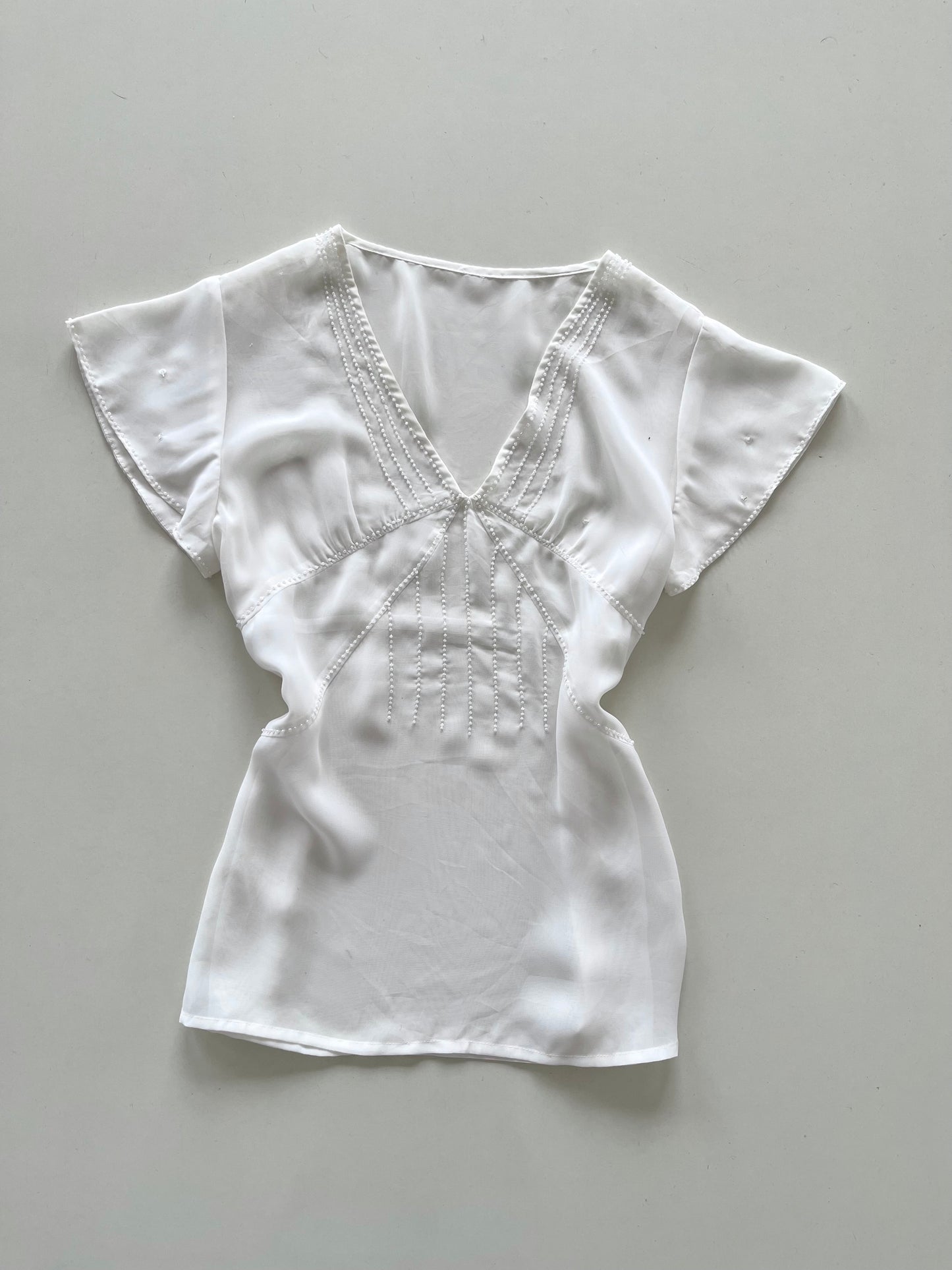 Emma James Embroidered Sheer Top-Bust 36