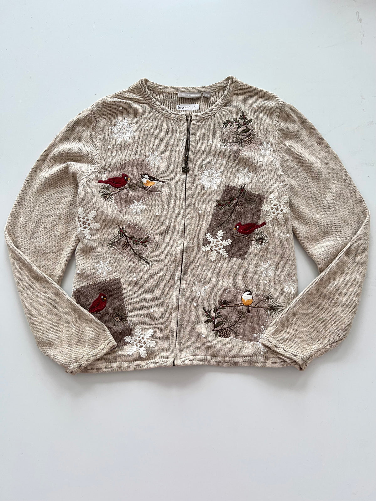 Croft&Barrow Embroidered Zipper Sweater-Bust 46