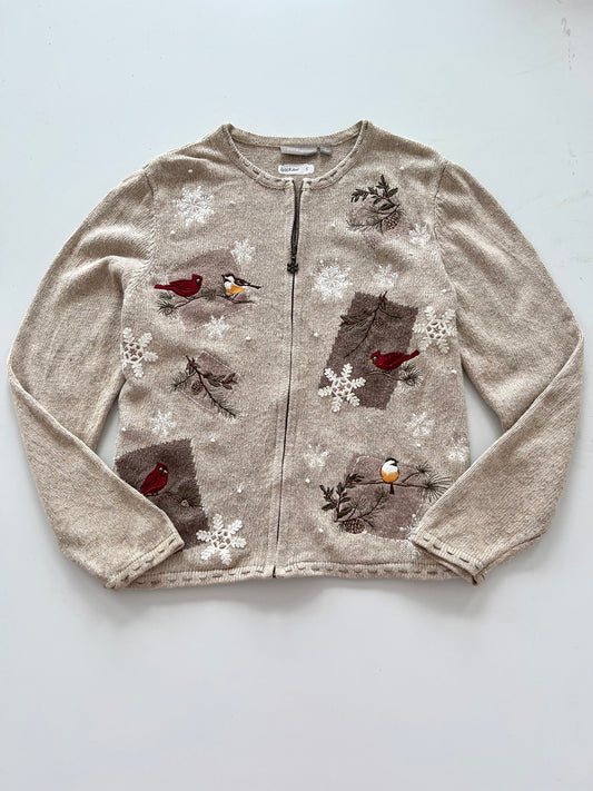 Croft&Barrow Embroidered Zipper Sweater-Bust 46