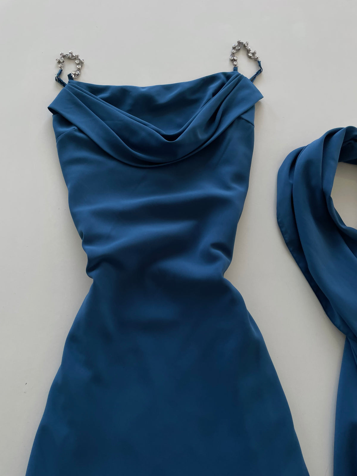 Lautinel Cowl Neck Vintage Dress With Scarf-Bust 36