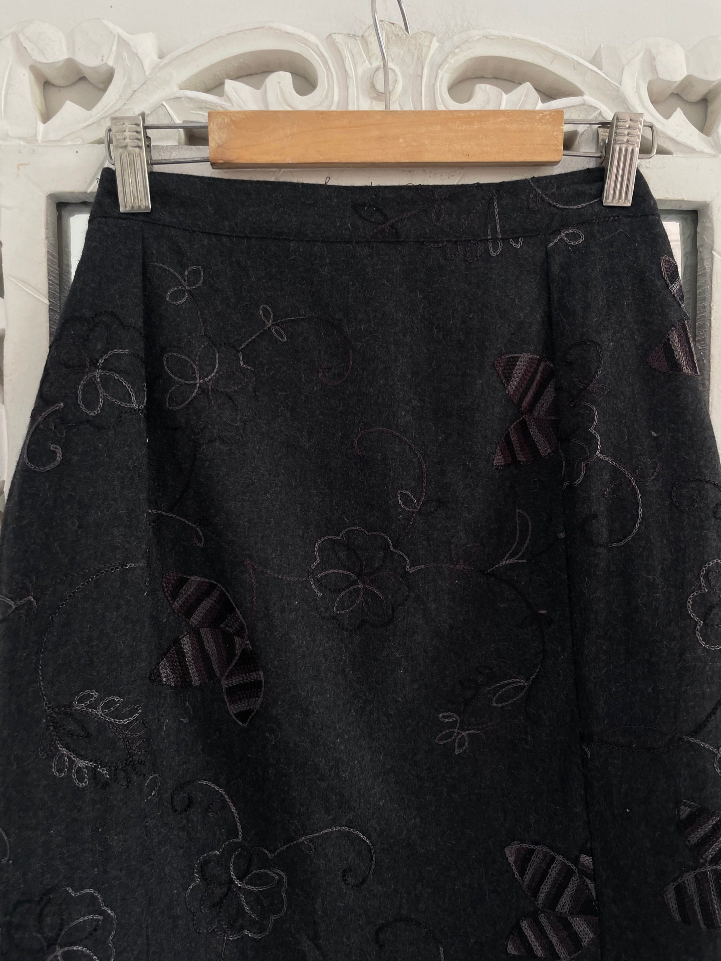 Embroidered Wool Vintage Skirt-Waist 32