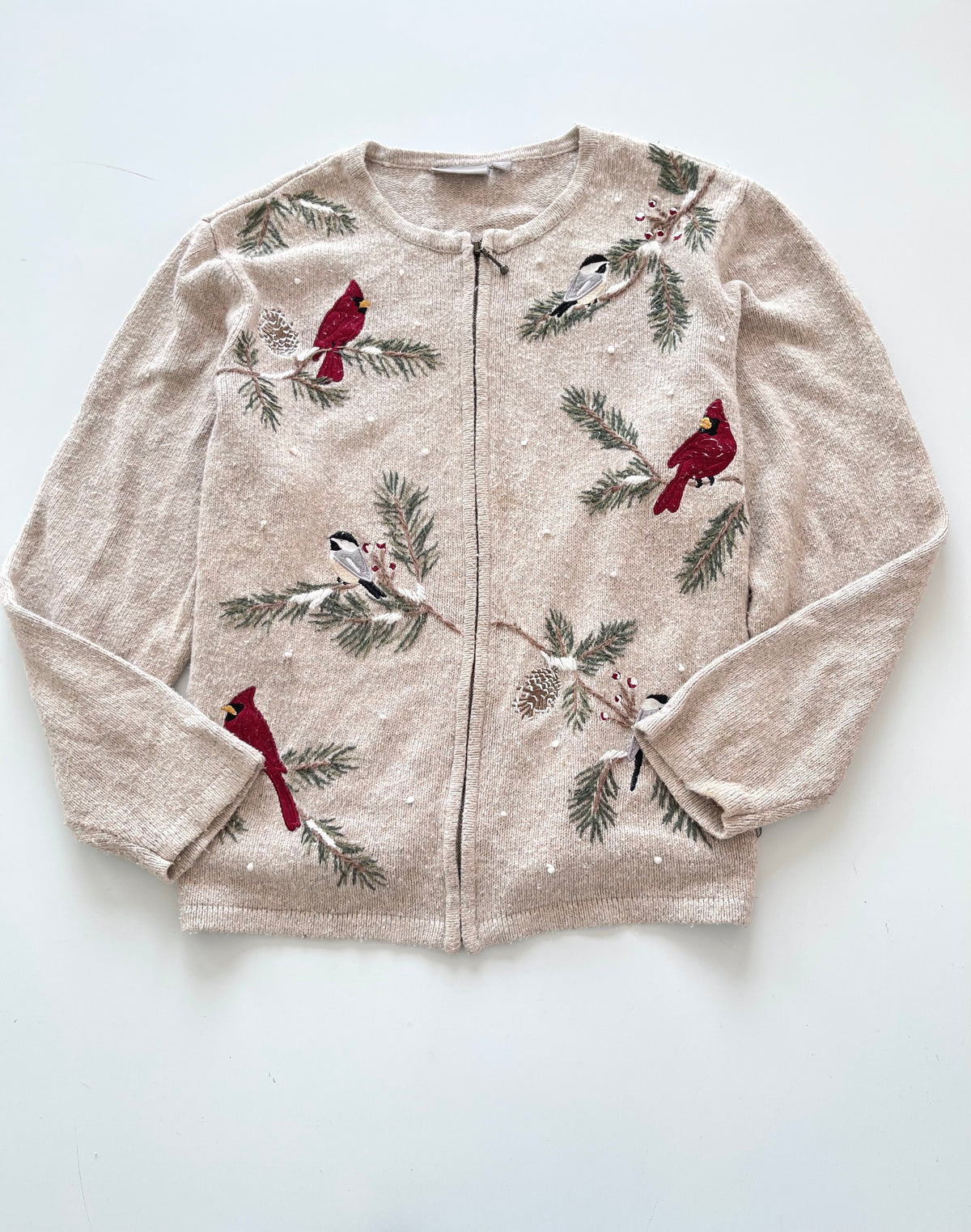 Croft&Barrow Embroidered Zipper Sweater-Bust 54