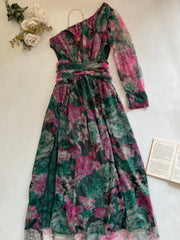 Floral Cutout Tulle Dress-Bust 32