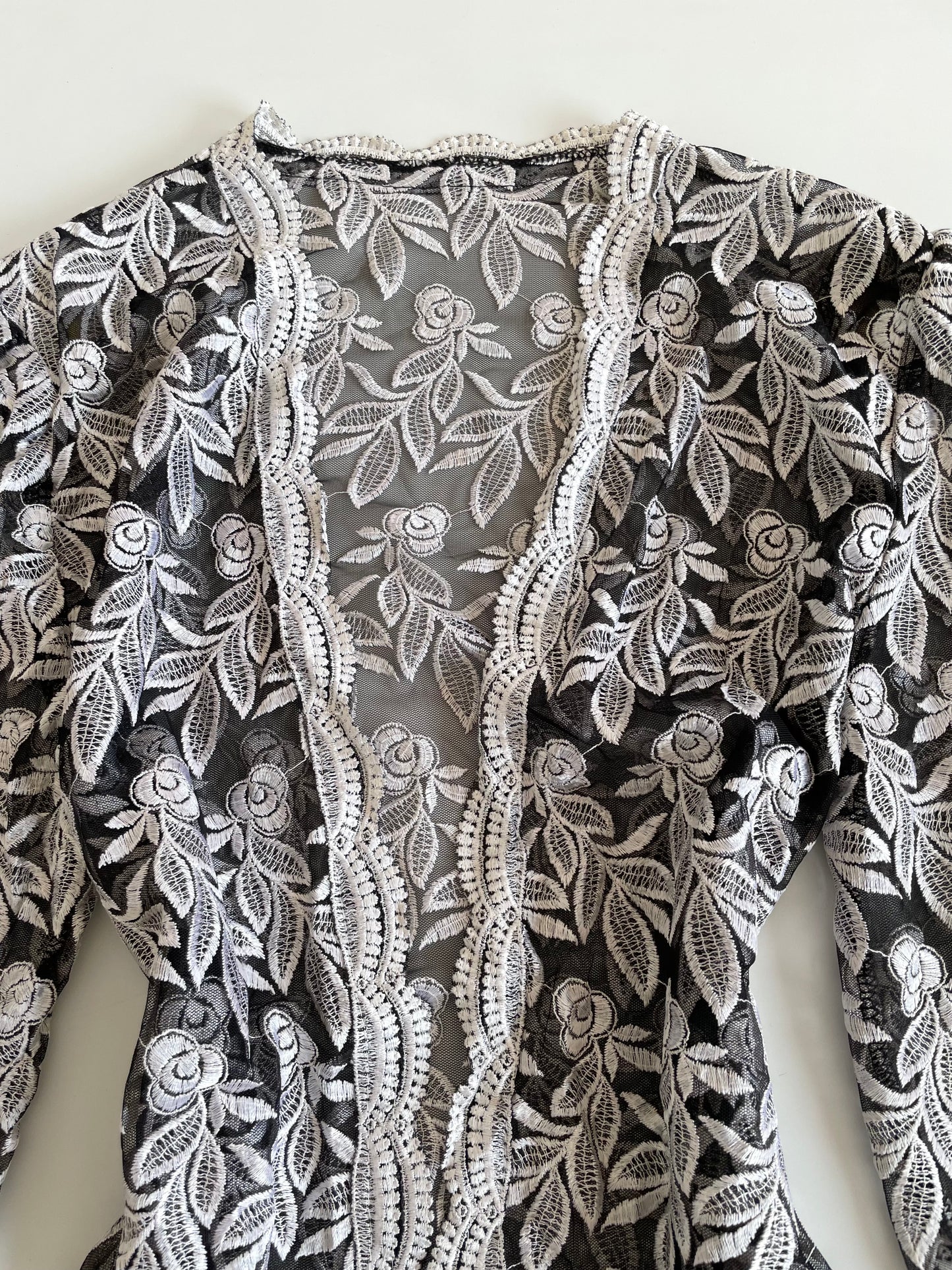 Embroidered Sheer Top-Bust 40