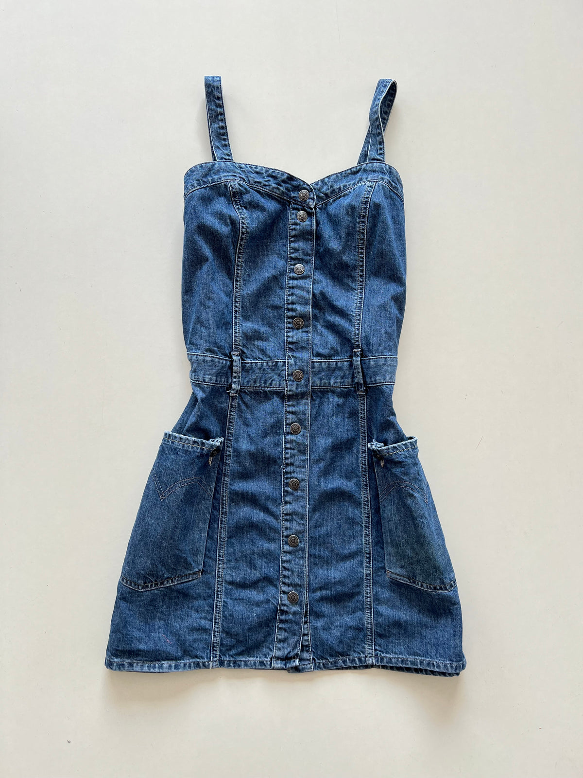 Sweetheart Neck Denim Dress-Bust 36