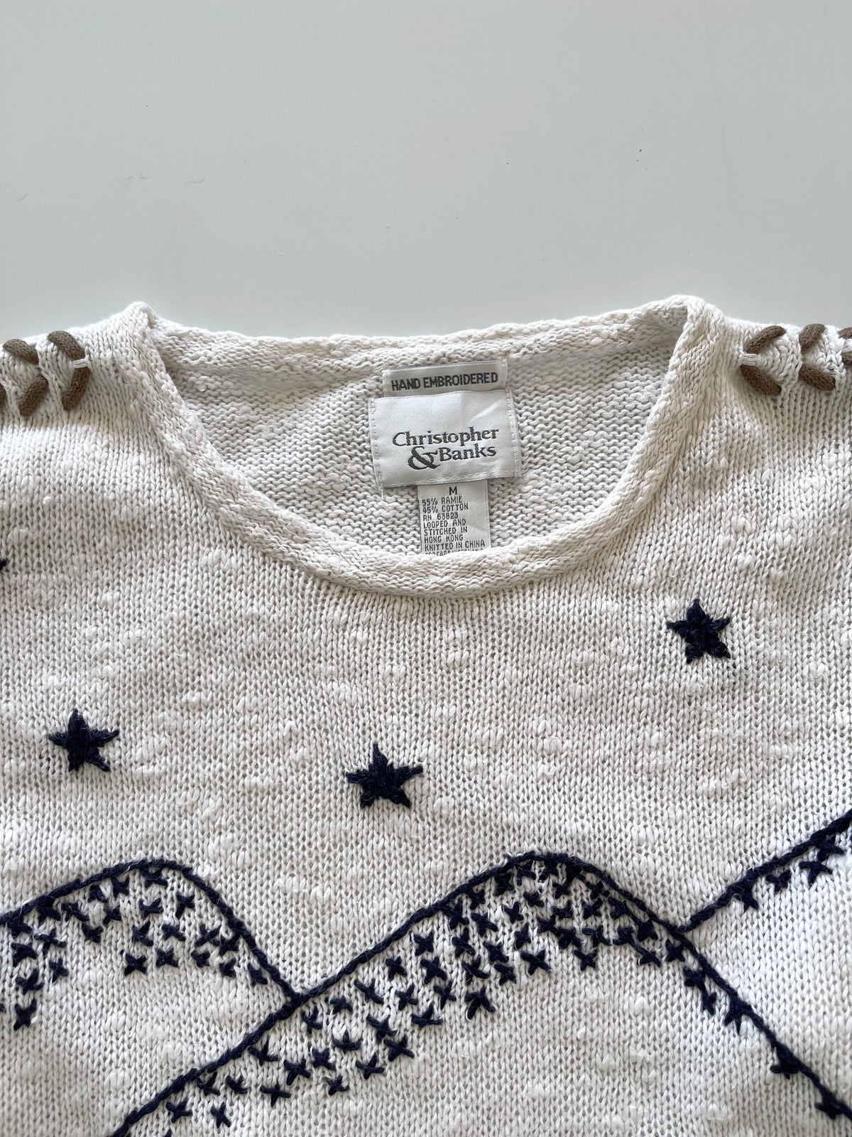 Christopher&Banks Christmas Hand Embroidered Sweater-Bust 44