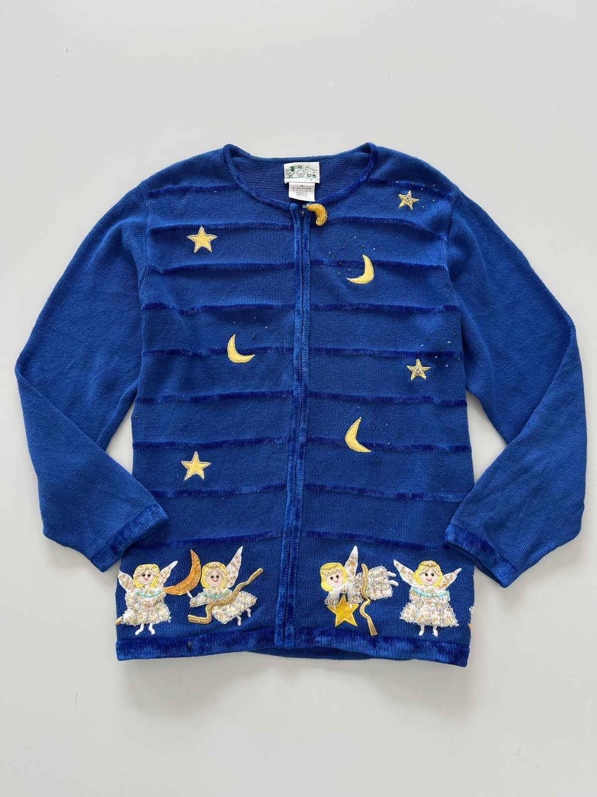 The Quacker Factory Embroidered Zipper Sweater-Bust 52