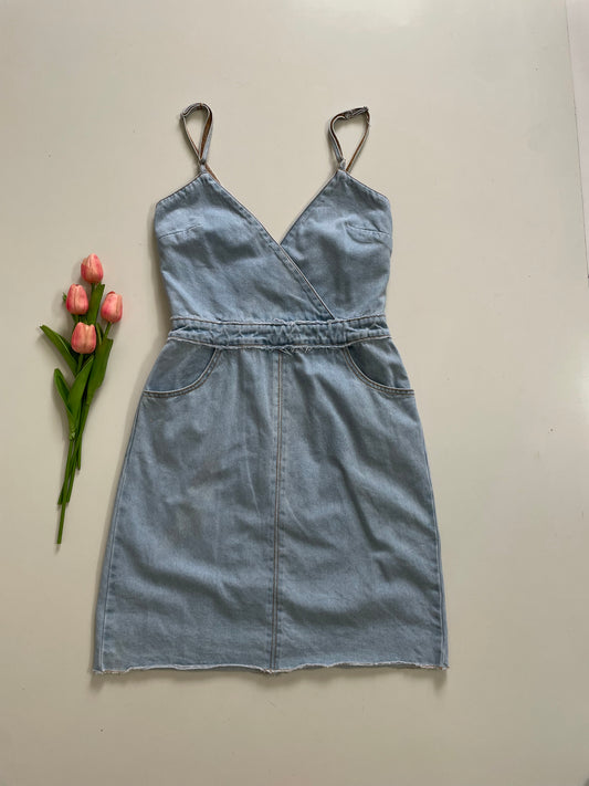 ICE BLUE DENIM DRESS - BUST 30 to 32