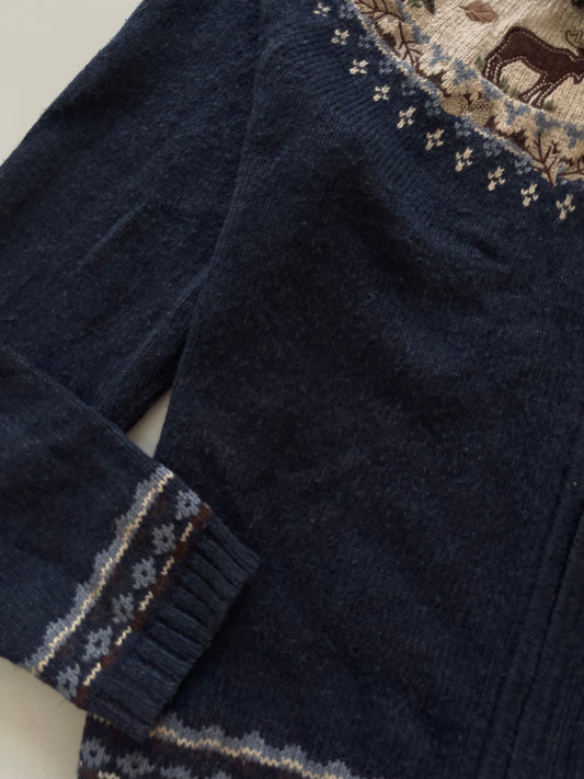 Croft&Barrow Christmas Embroidered Zipper Sweater-Bust 44