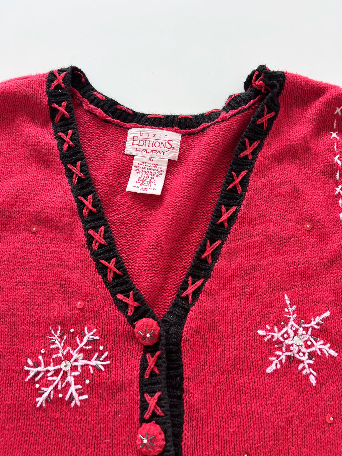 Basic Editions Embroidered Christmas Sweater Vest-Bust 44