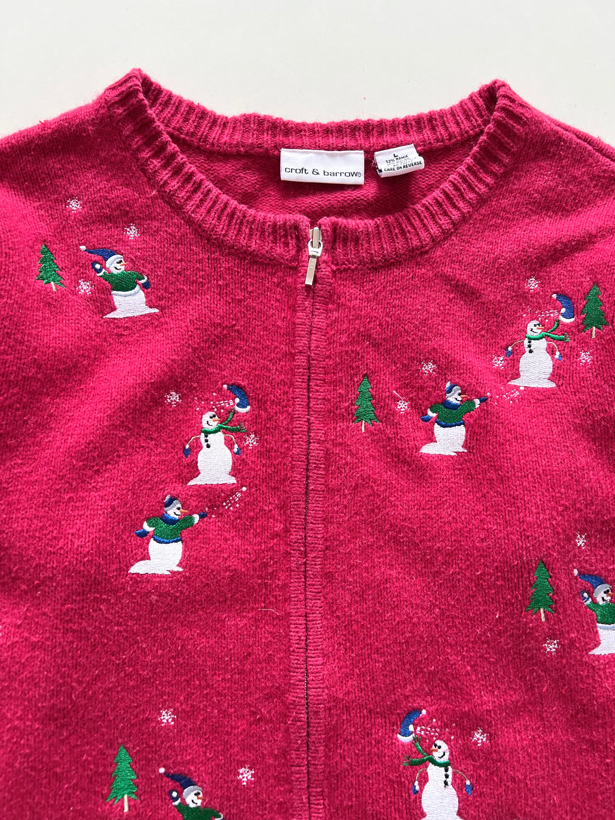 Croft&Barrow Christmas Embroidered Zipper Sweater-Bust 46