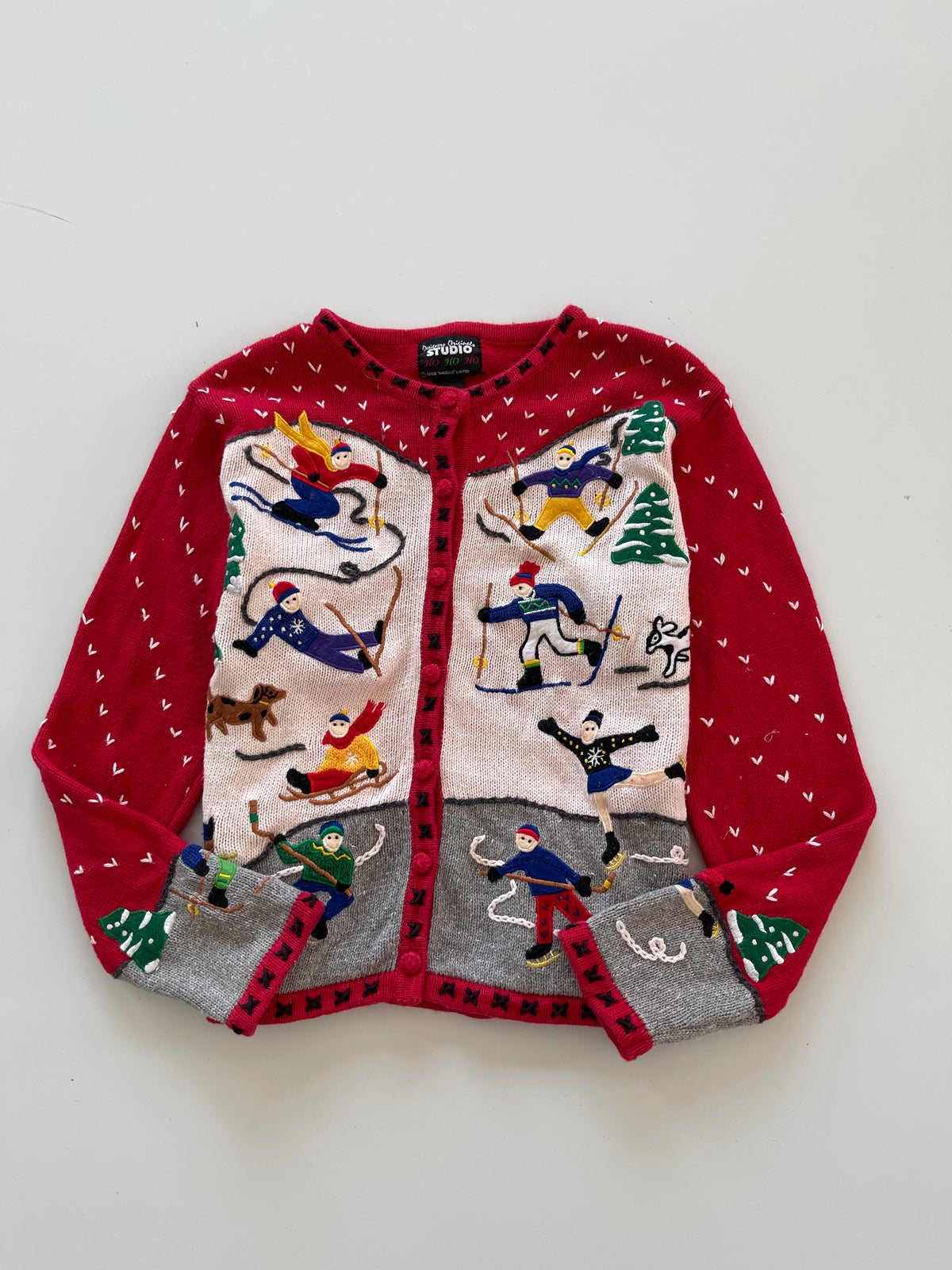 Studio Christmas Embroidered Cardigan Sweater-Bust 42