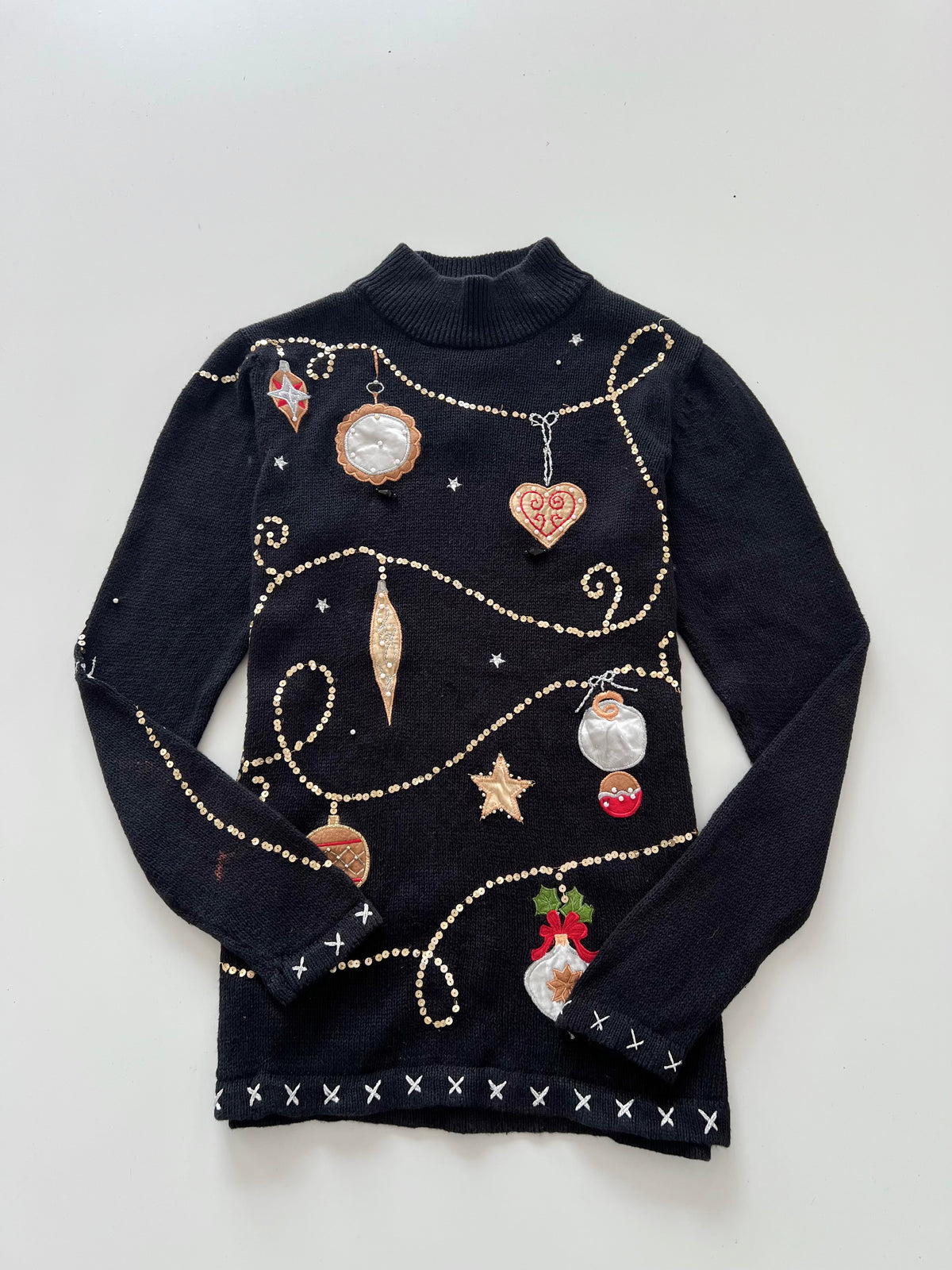 Basic Editions Embroidered Christmas Sweater-Bust 38
