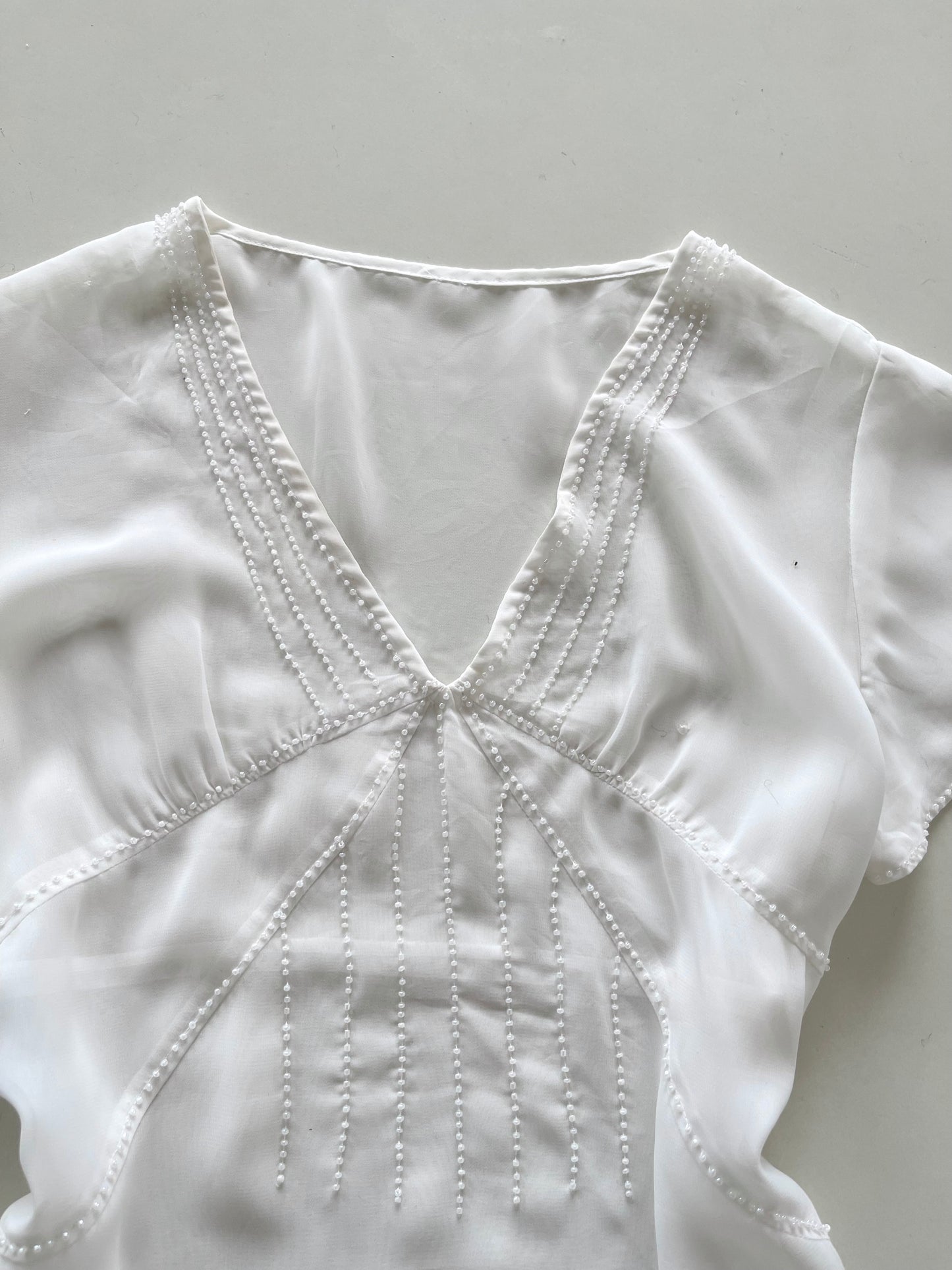Emma James Embroidered Sheer Top-Bust 36