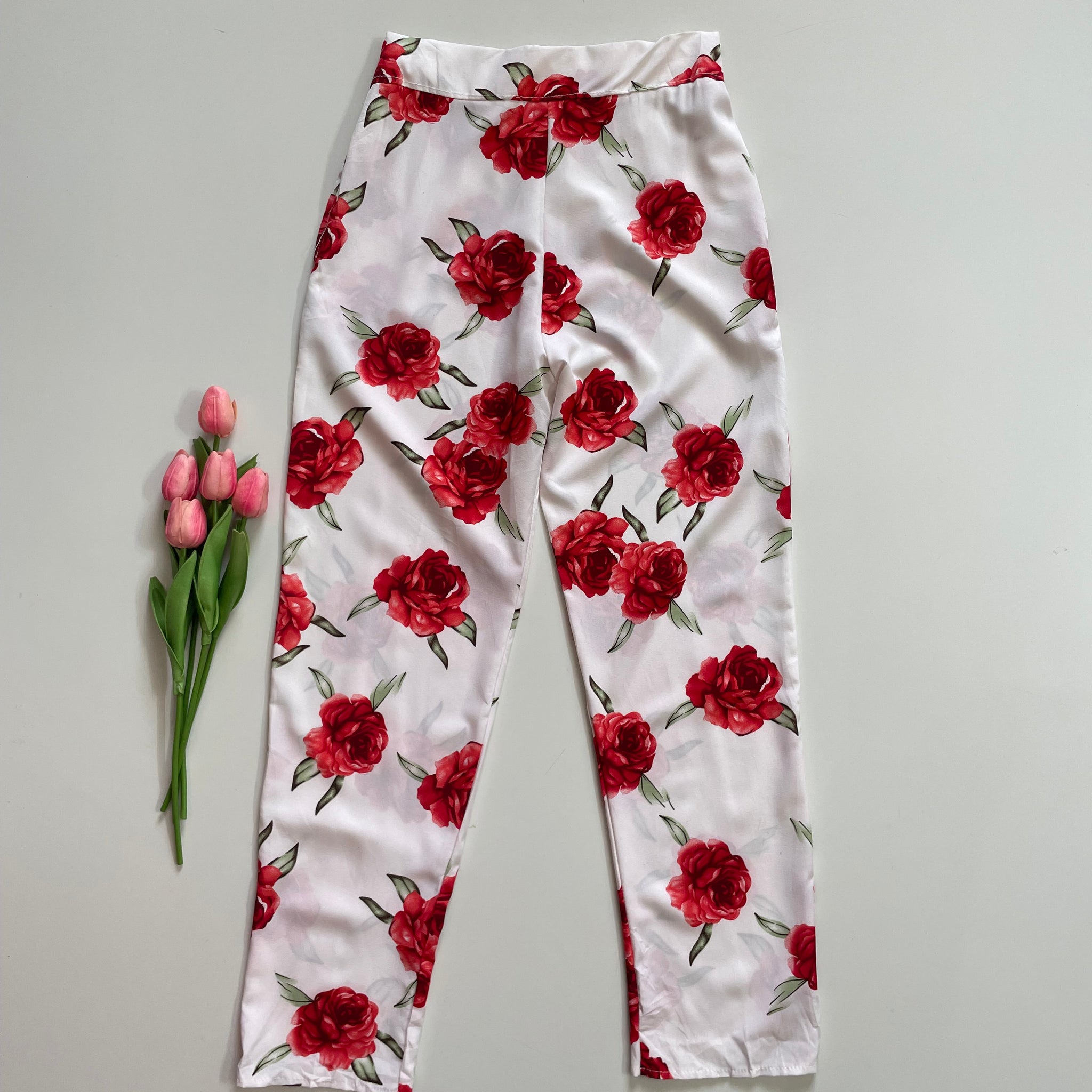 RED ROSES PANTS - WAIST 28 TO 30