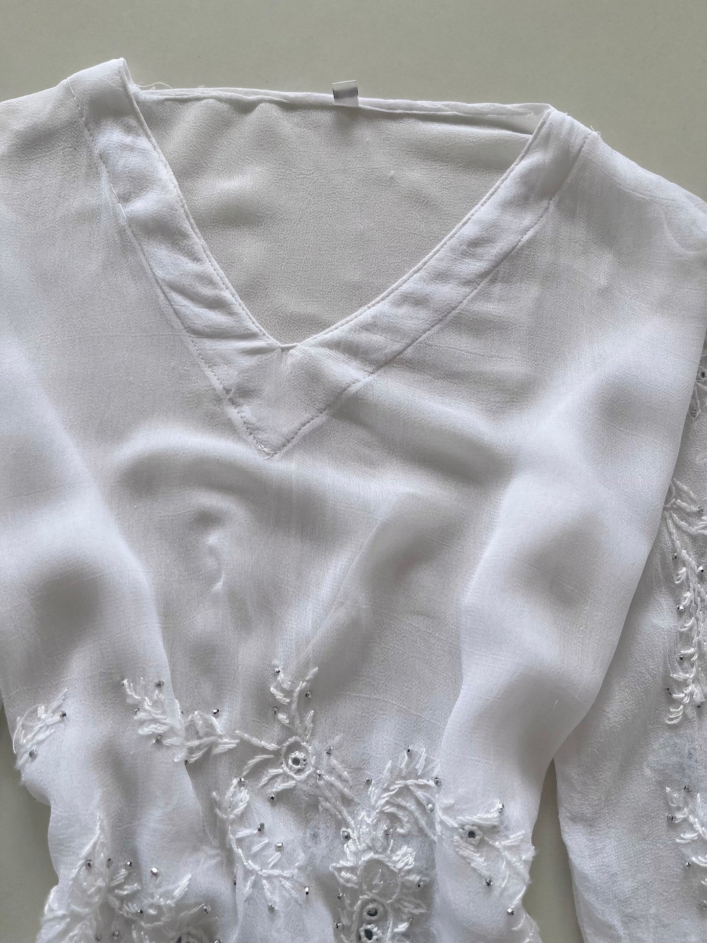 Sheer Embroidered Top-Bust 46