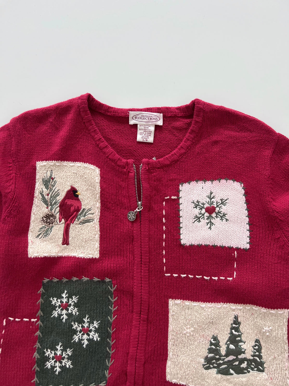 Reflections Embroidered Christmas Zipper Sweater-Bust 44