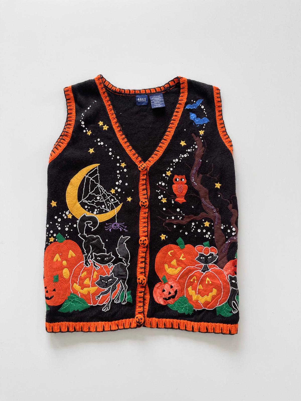 Basic Editions Embroidered Christmas Vest Sweater-Bust 44
