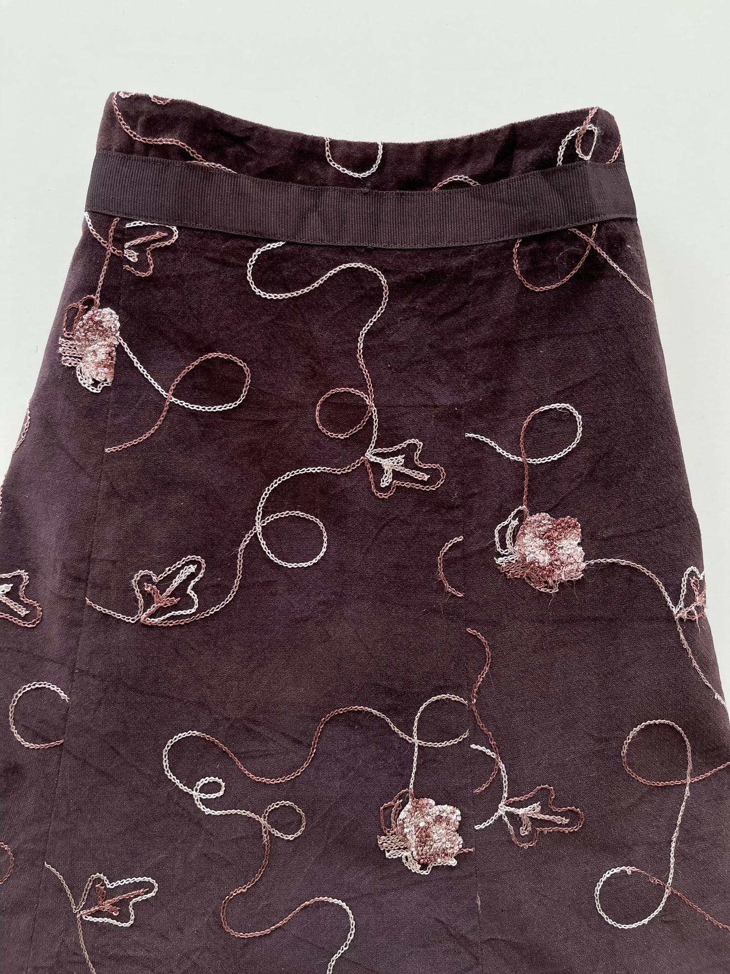Patio Da Moda Suede Embroidered Skirt-Waist 30