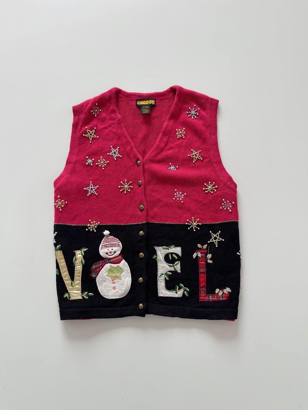 Candor Embroidered Christmas Vest Sweater-Bust 44