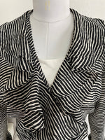 Load image into Gallery viewer, ZEBRA RUFFLE TOP - BUST 36 TO 40
