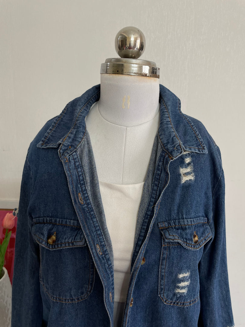 RIPPED DENIM SHIRT - BUST 36