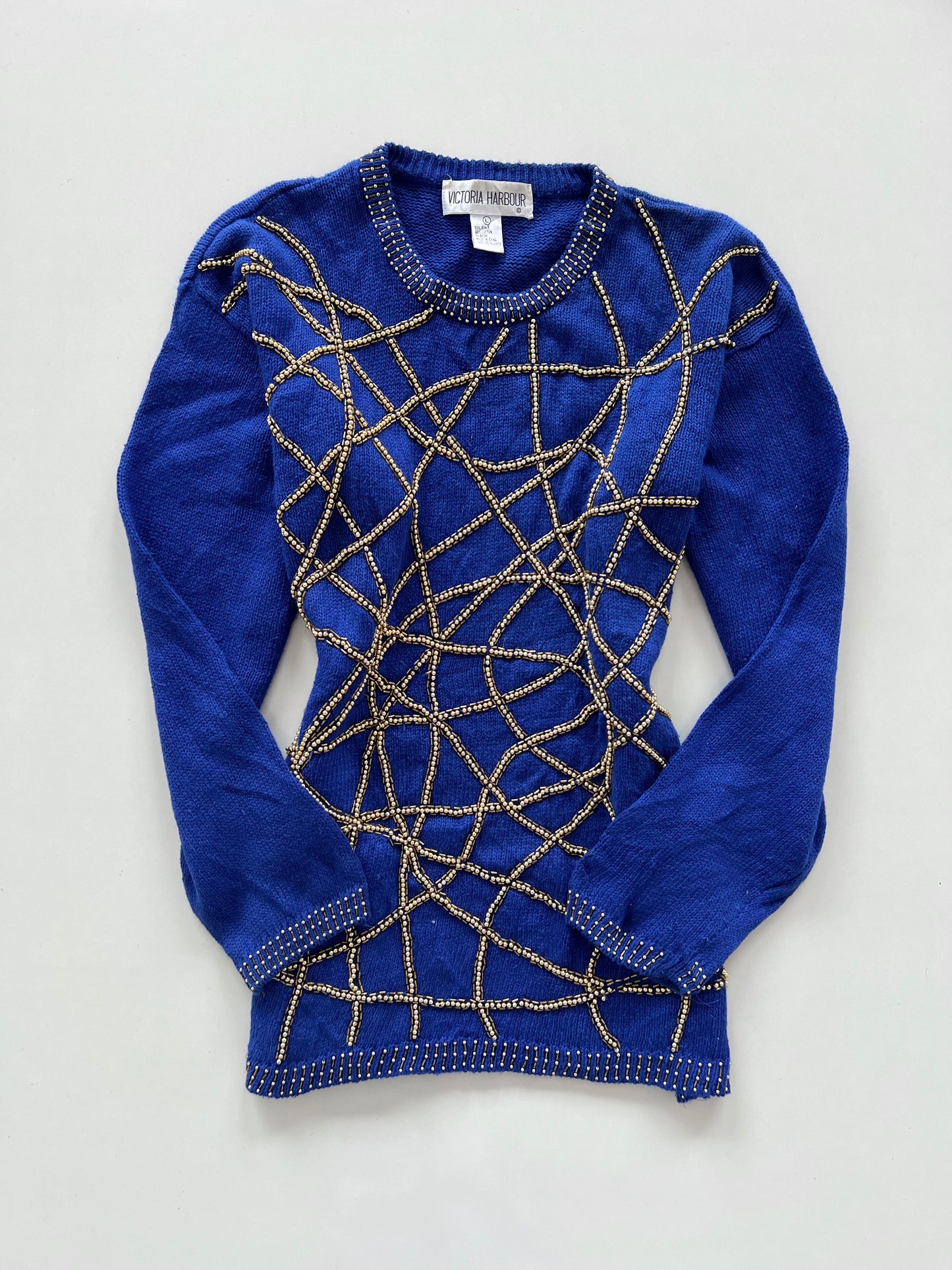 Victoria Harbour Vintage Embroidered Sweater-Bust 40