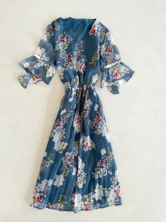 Floral Pleated Dress-Bust 38