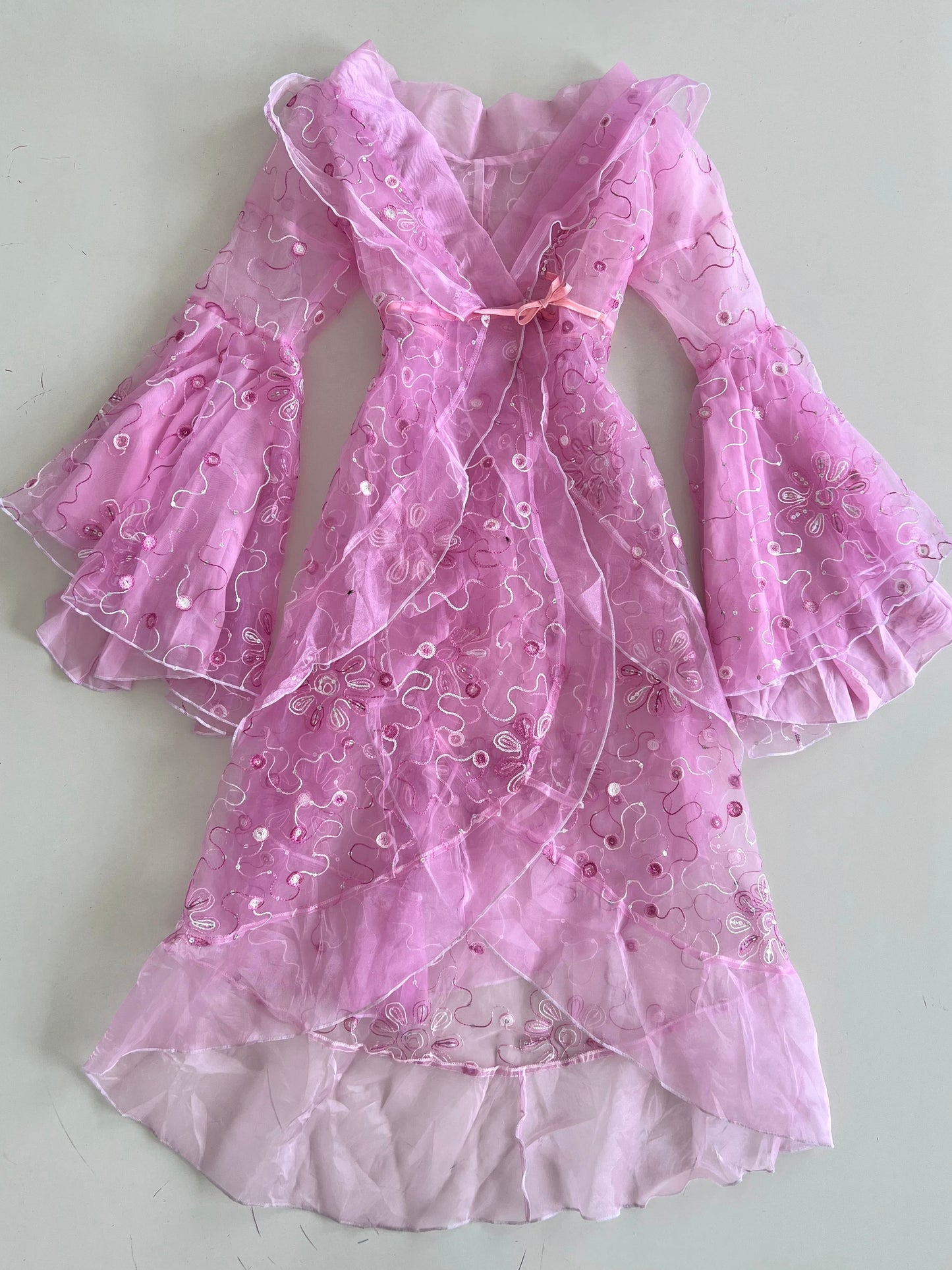 Fairycore Organza Embroidered Sheer Dress-Bust 28 to 32