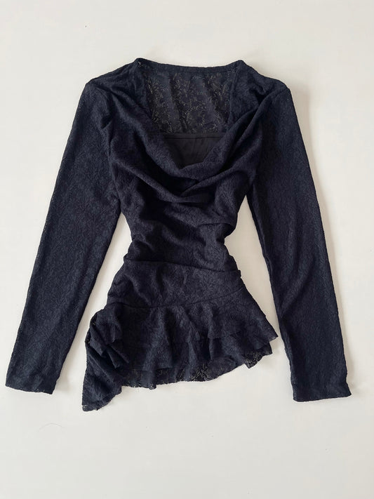 Cowl Neck Sheer Top-Bust 36 to 38