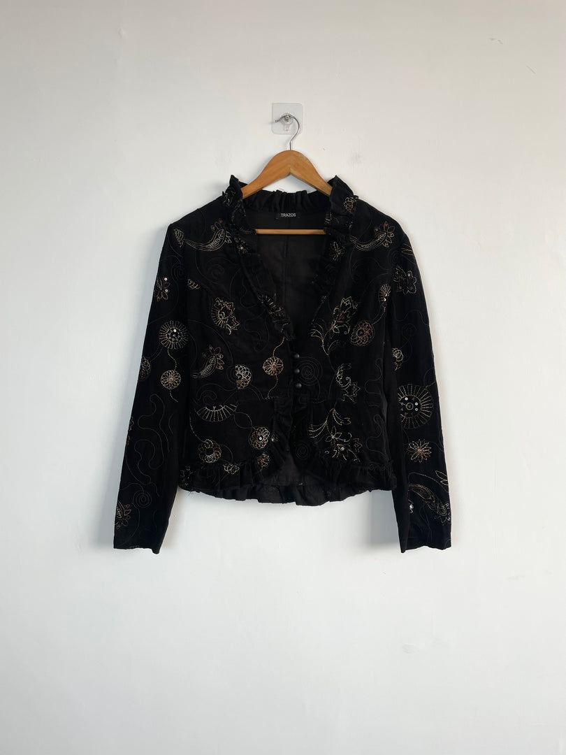 Trazos Corduroy Embroidered Vintage Blazer-Bust 38