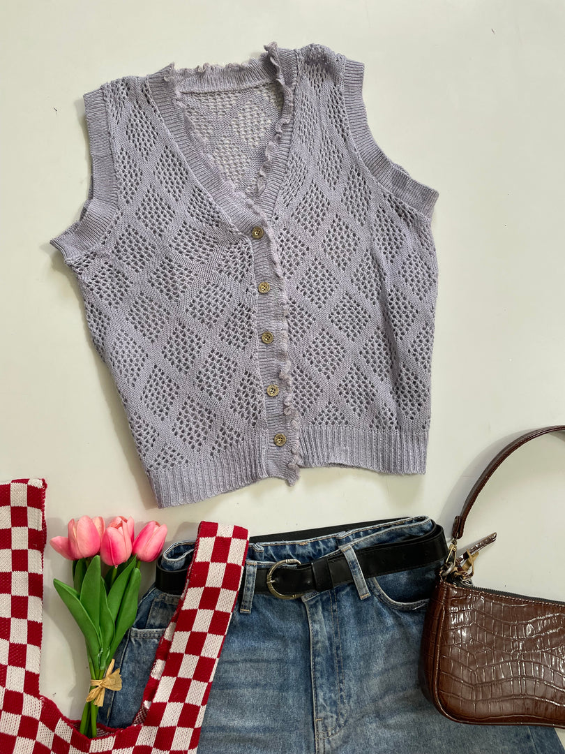 Lavender Crochet Top-Bust 36 to 38