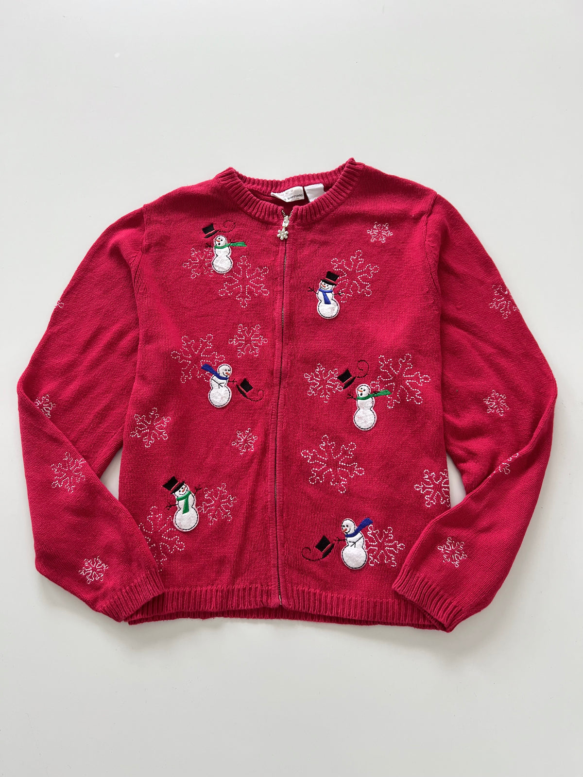 Croft&Barrow Embroidered Christmas Zipper Sweater-Bust 48