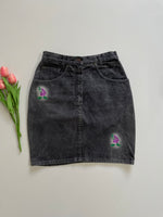 Load image into Gallery viewer, POP84 EMBROIDERED DENIM SKIRT - WAIST 26
