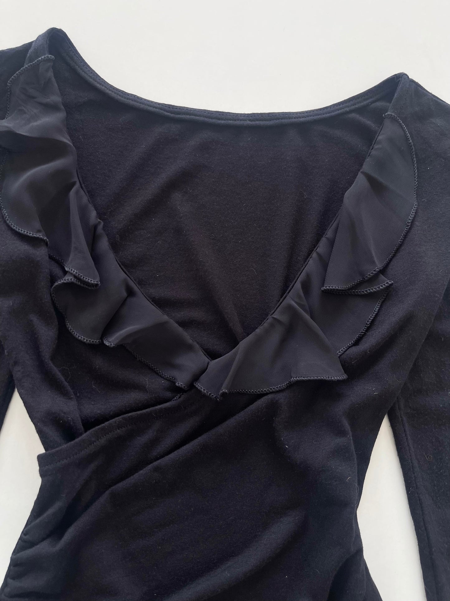 Black Ruffle Top-Bust 32 to 34