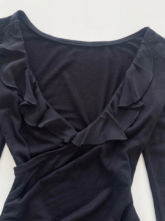 Black Ruffle Top-Bust 32 to 34