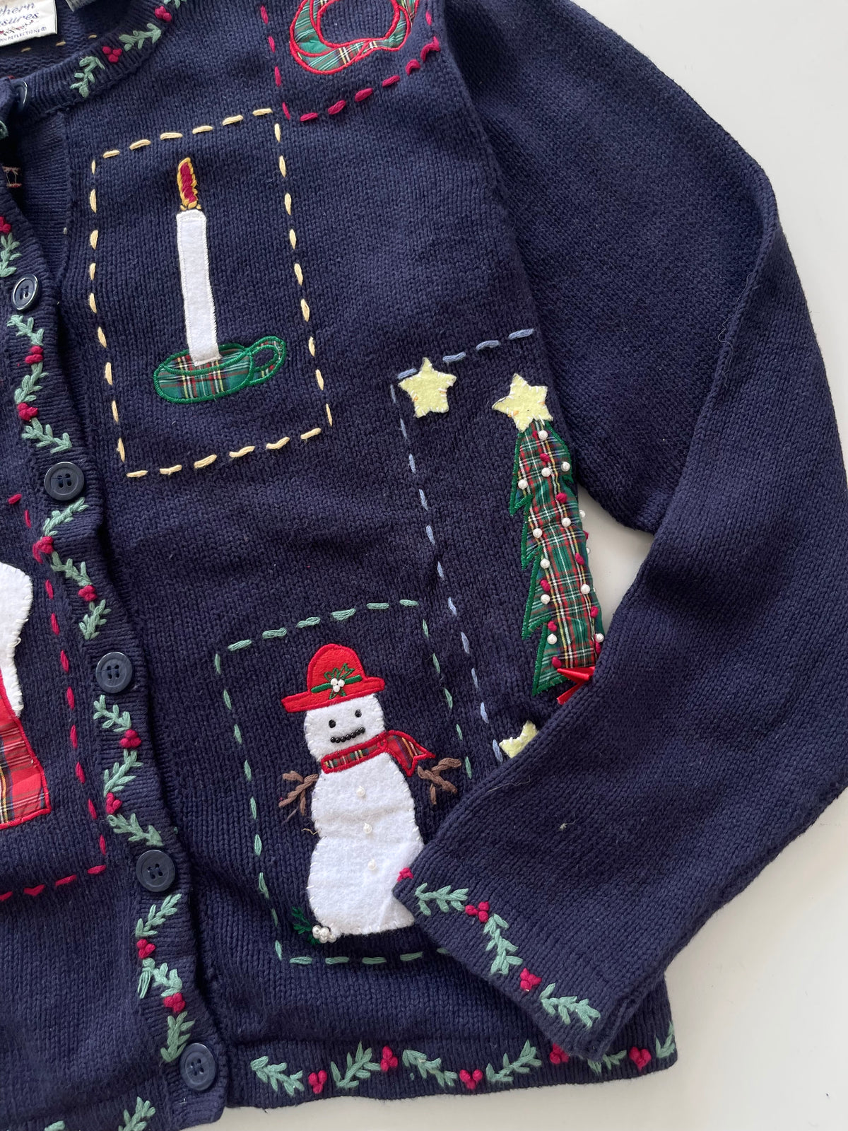 Narthern Treasures Embroidered Christmas Cardigan Sweater-Bust 44
