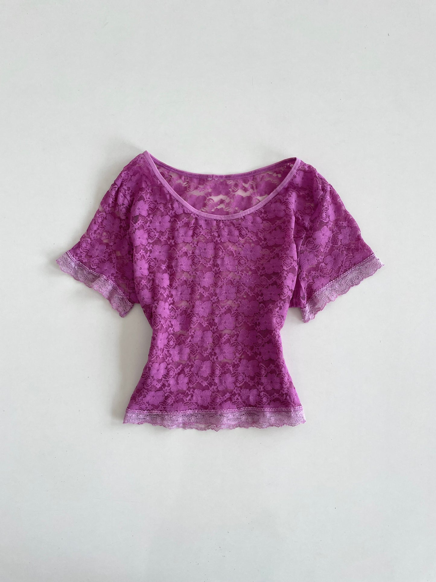 Pink Lace Sheer Top-Bust 34 to 36