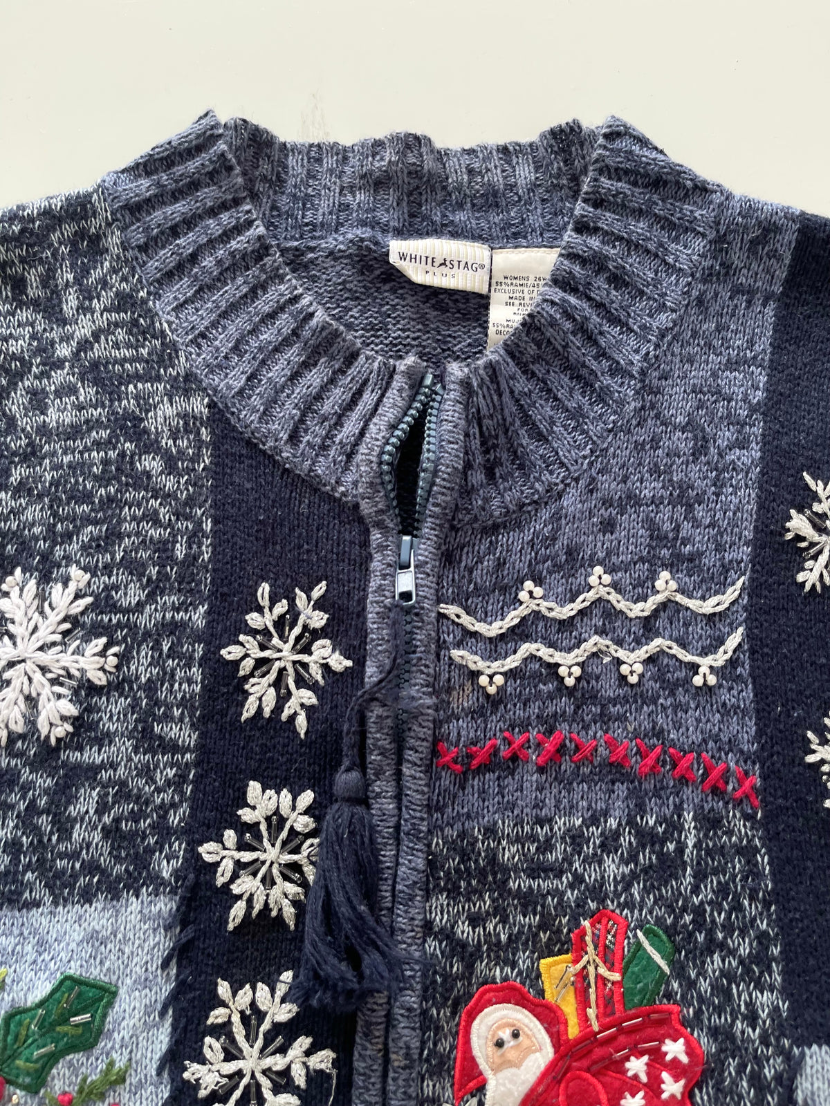 White Stag Embroidered Christmas Vest Sweater-Bust 56