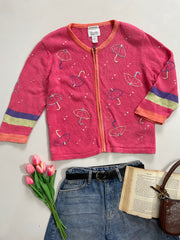 Christopher & Banks Hand Embroidered Zipper-Bust 40 to 44