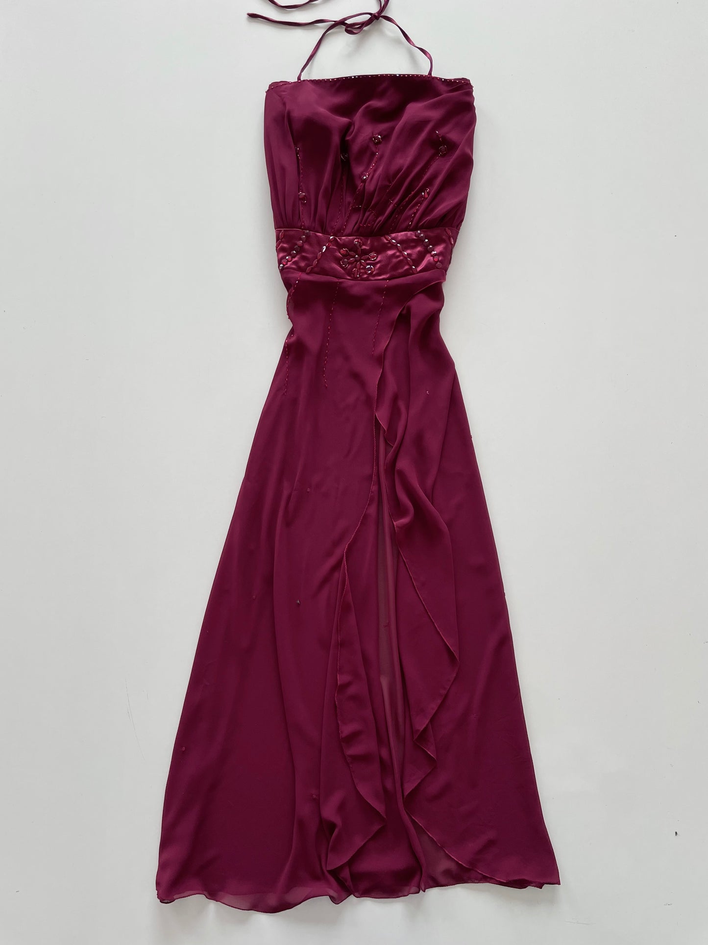 Wine Vintage Embroidered Dress-Bust 40
