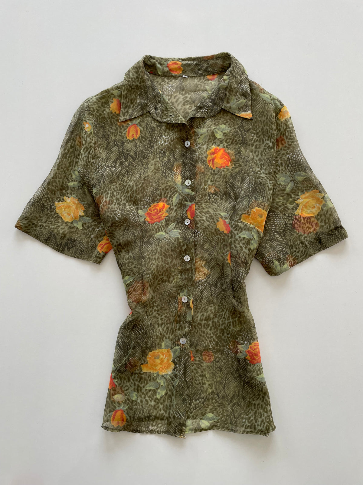 Floral Sheer Vintage Shirt-Bust 46