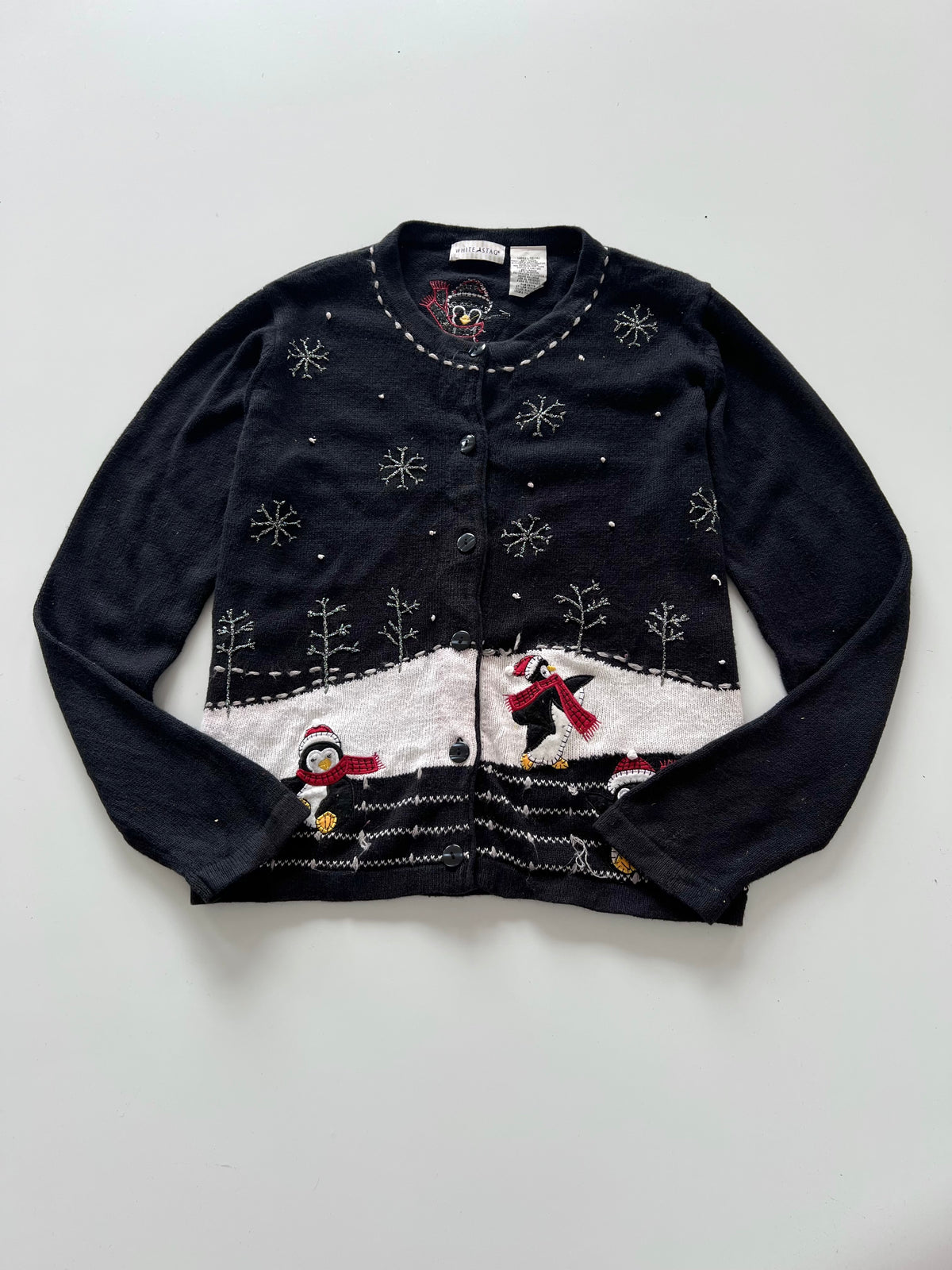 White Stag Embroidered Christmas Cardigan Sweater-Bust 44