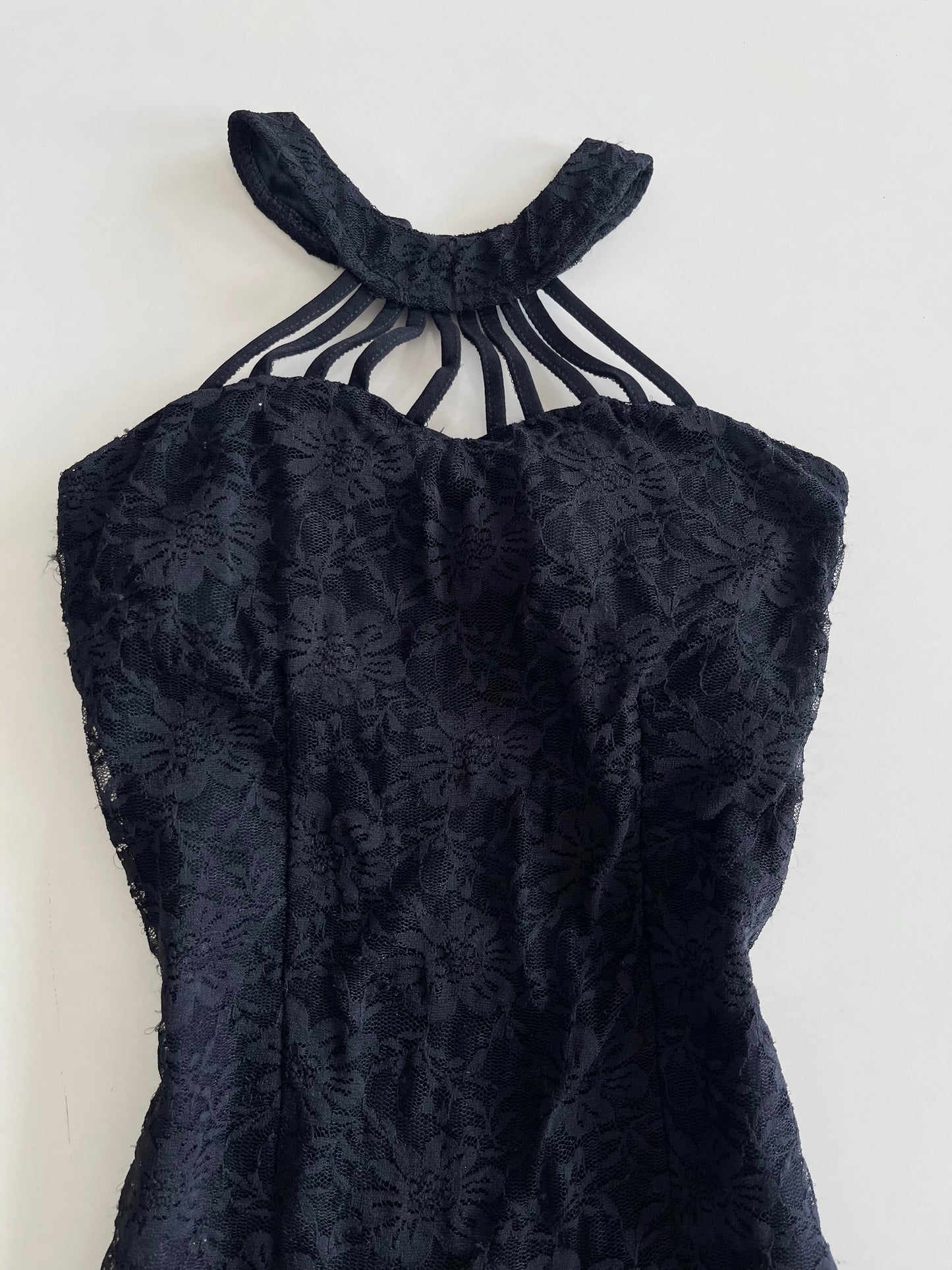 Gothic Black Vintage Halter Dress-Bust 28 to 30