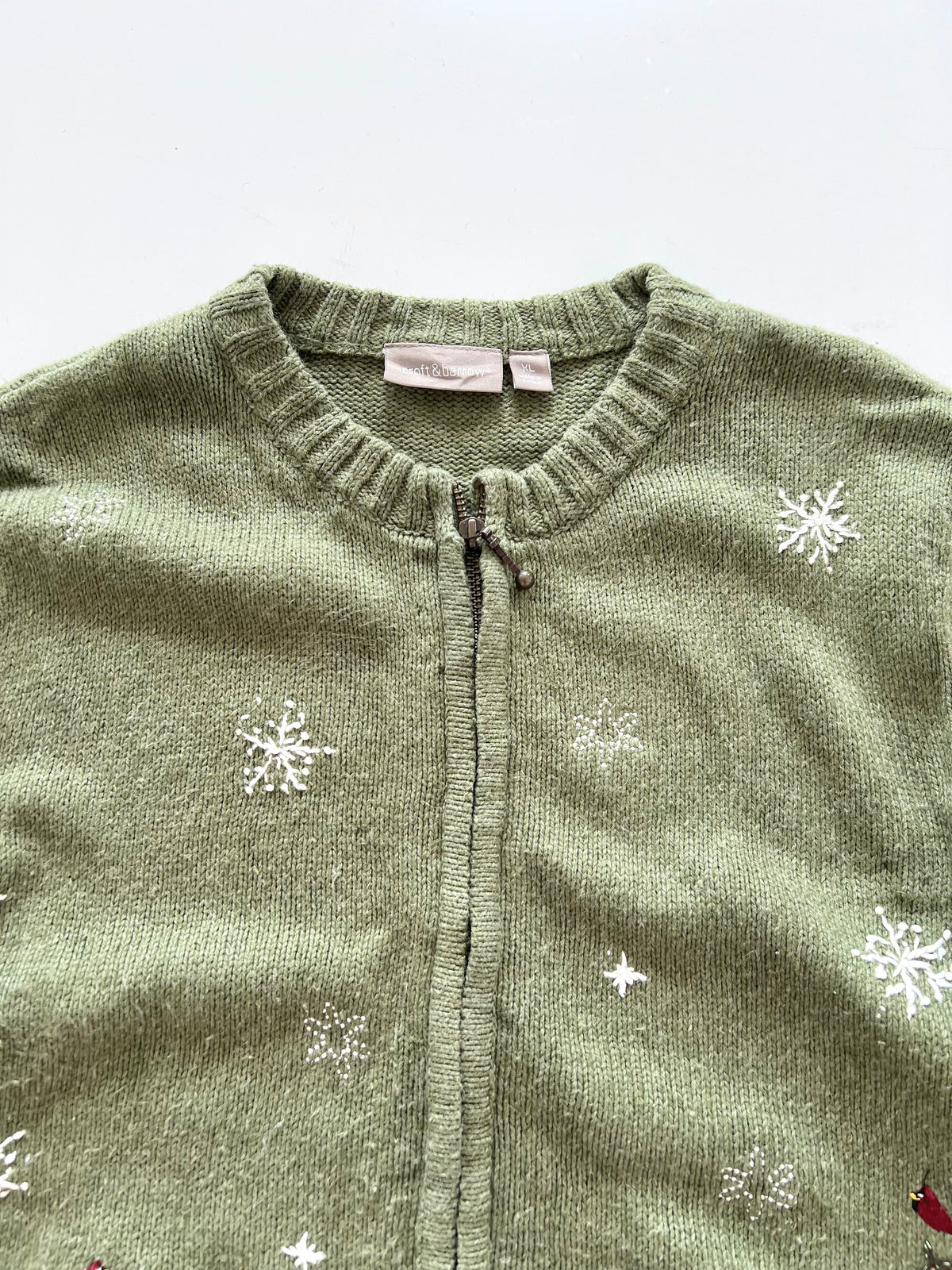 Croft&Barrow Embroidered Christmas Zipper Sweater-Bust 46